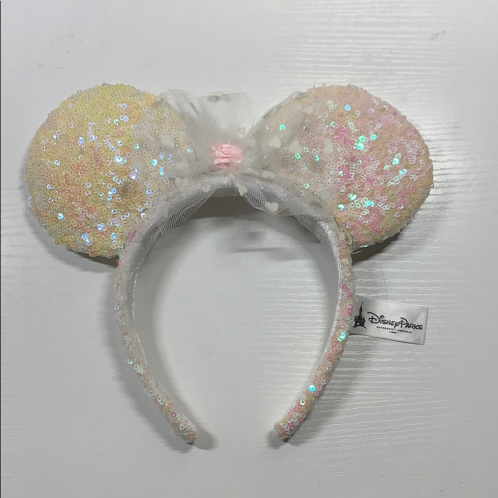 Disney Iridescent White Sequin Minnie Ear Headband